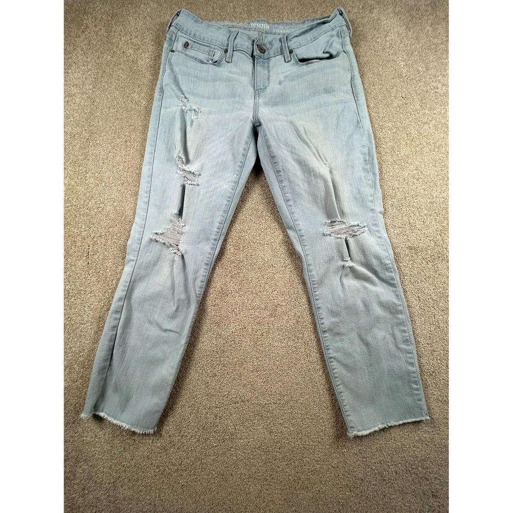 Denizen From Levi's Straight Crop Jeans Womens 9 Blue Low Rise Raw Hem‎ Casual